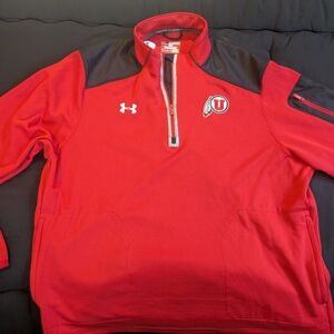 Under Armour Red and Gray Quarter-Zip Pullover